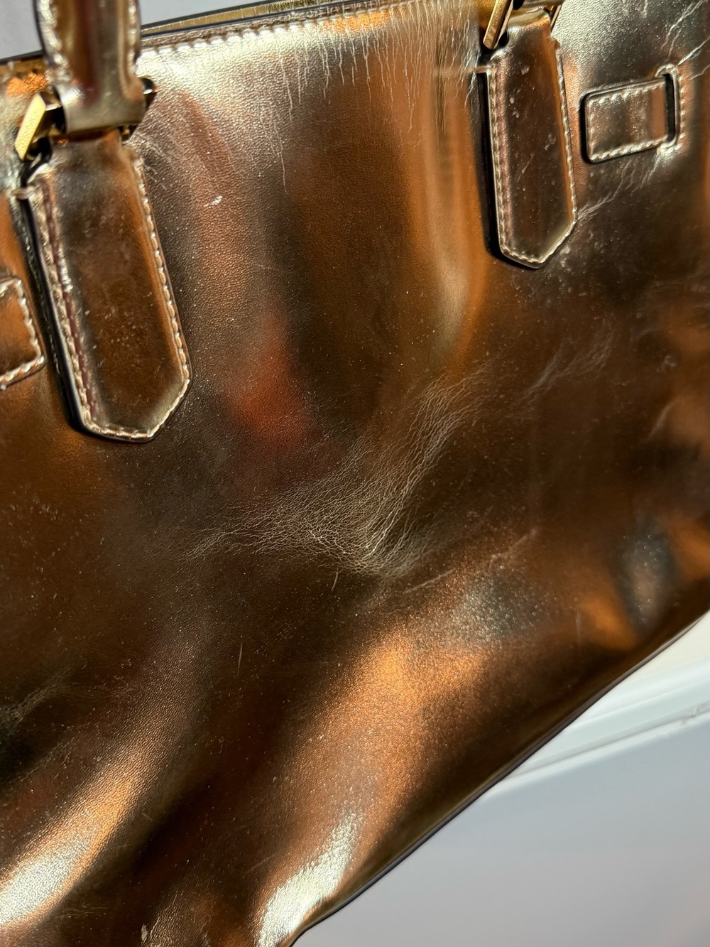 Michael Kors Hamilton Medium Metallic Satchel (with callouts) - Picture 9 of 13